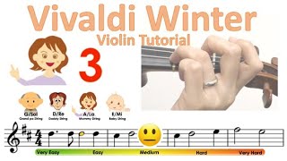 Vivaldi Winter from Four Seasons 2nd mv Largo Easy Version Sheet music and violin tutorial [upl. by Ellehcem594]