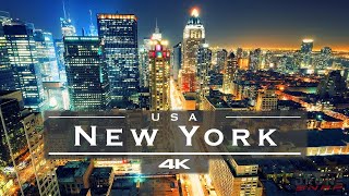 New York City at night  USA 🇺🇸  by drone 4K [upl. by Festatus]