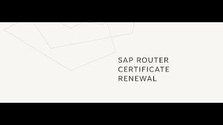 SAPROUTERCERTIFICATERENEWAL [upl. by Dumah]