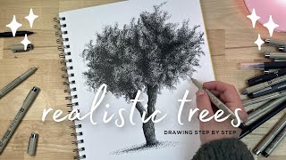 The Easy Way To Draw A Realistic Tree  Drawing Tutorial Step by Step With Ink Pens [upl. by Cord]