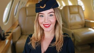 ASMR Luxury Private Plane Flight Attendant [upl. by Dauf]