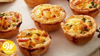 Mini Ham and Cheese Quiche Recipe  Wilton [upl. by Ylsel]