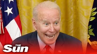 Joe Biden labelled ‘creepy’ as he whispers repeatedly during QampA [upl. by Sicular127]