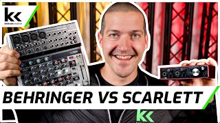 Behringer Xenyx Q1202 USB vs Focusrite Scarlett 2i2 [upl. by Eilojne]