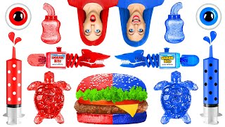 Red Food vs Blue Food Challenge 1  Eating Everything Only In 1 Color For 24 Hours by Multi DO [upl. by Hartmunn]