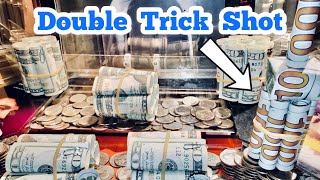 DOUBLE TRICK SHOT Inside The High Limit Coin Pusher Jackpot WON MONEY ASMR [upl. by Jamie]