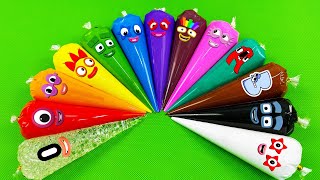 Rainbow SLIME 🌈 Looking Numberblocks Alphablocks Alphabet Lore with Piping Bags  ASMR [upl. by Solram972]