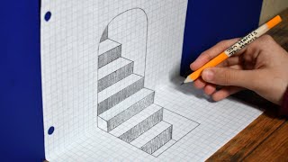 How to Draw 3D Steps on Graph Paper  Easy Trick Art For Beginners [upl. by Hukill600]