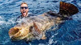 Giant Grouper Fishing Battle [upl. by Nauqyaj]