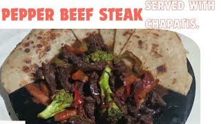 How To Make Peppered Steak Beef Recipe Delicious Peppered Steak Beef Served With Chapati [upl. by Shuler]