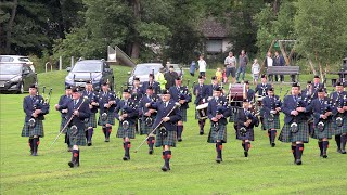 Rose of Allendale set as the Vale of Atholl Pipe Band march into Pitlochry Highland Nights 2021 [upl. by Anavoj]