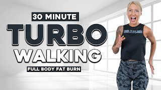 30 MIN TURBO WALKING Fat Workout Burn Over 500 Calories All standing Knee Friendly [upl. by Akinak]