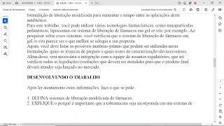 2 EXPLIQUE o porquê é importante que a tobramicina seja incorporada em um sistema de liberação modi [upl. by Moe815]