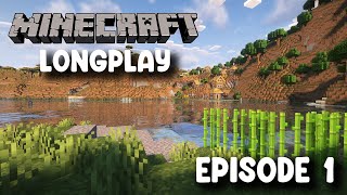 Minecraft Longplay Solo Survival 1  Exploring and Building A Starter Home No Commentary [upl. by Yerffoej]