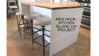 IKEA HACKDIY IKEA Kitchen IslandShiplap SidesThrifted Wood Countertop [upl. by Milt]