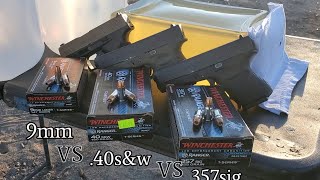 9mm VS 40 sampw VS 357 sig in ballistics gel [upl. by Akilak12]