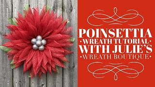 How to Make a Poinsettia Wreath  Poinsettia Flower  Christmas Wreath Tutorial [upl. by Trimble]