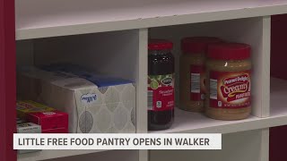 Donations needed as Little Free Food Pantry opens in Walker [upl. by Sipple]