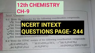 12th Chemistry Ch9NCERT intext questions Page244Study with Farru [upl. by Llehcim]