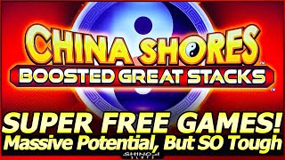 China Shores Boosted Great Stacks Slot Machine  Super Free Games and Nice Line Hit But SO TOUGH [upl. by Adair]