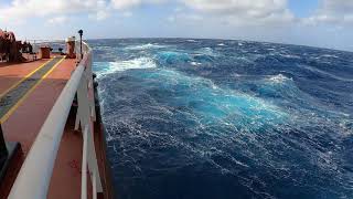 Panamax Vessel Among the Huge Waves Of North Atlantic Ocean [upl. by Zilada]