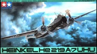 Tamiya  Heinkel He 219 A7 UHU  148 Scale Model  In Box Review [upl. by Tivad]