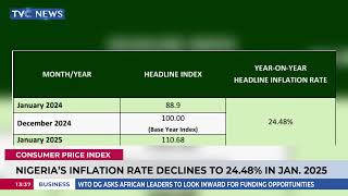 Nigerias Inflation Declines to 2448 In Jan After Rebasing [upl. by Ardnnaed]