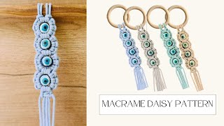 Macrame Daisy Flower Pattern l DIY Evil Eye Wall Hanging  Tutorial How to make Woolen Handmade [upl. by Kara]