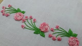 Rose flower design side motif border pattern easy and beautiful [upl. by Marv]