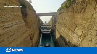 Cruise ship makes tight squeeze through canal [upl. by Puritan264]