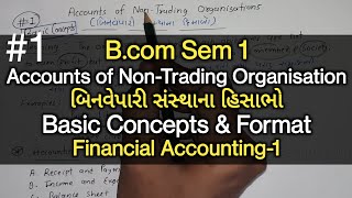 1 Accounts of NonTrading Organisation બિનવેપારી સંસ્થાના હિસાભો  Accounts Formats  Bcom Sem 1 [upl. by Iilek]