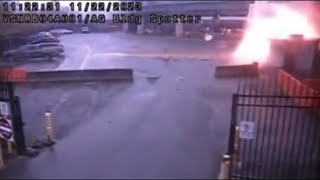 Surveillance video Car explosion at USCanada Rainbow Bridge border crossing [upl. by Asilak]