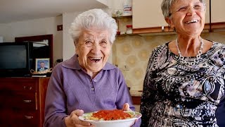 Watch 95 year old Rachele making maccheroni a descita  Pasta Grannies [upl. by Llerryt]