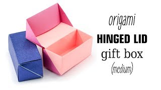 Origami Hinged Gift Box Tutorial  Paper Kawaii [upl. by Ahsam106]