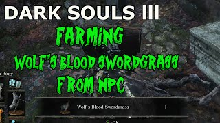 Dark Souls 3FARMING WOLFS BLOOD SWORDGRASS FROM NPC  WACHDOGS COVENANT [upl. by Tabbi]