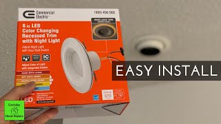 How to Select and Install Retrofit LED Recessed Lights  Commercial Electric 6 Inch [upl. by Virgilia]