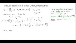 BasisErzeugendensystem eines Untervektorraumes [upl. by Adleme937]