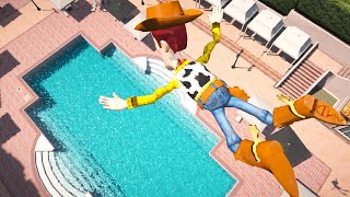 GTA 5 Water Ragdolls WOODY  JumperFalls vol7 Euphoria physics Funny Moments [upl. by Ahsenaj]