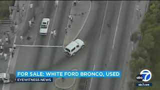 Infamous white Ford Bronco from OJ Simpson police chase to go up for sale report shows [upl. by Eannej]