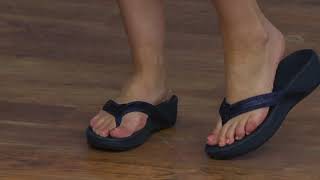 Vionic Platform Leather Thong Sandals  High Tide Metallic on QVC [upl. by Hannis212]