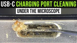 Cleaning USBC charging port under the microscope [upl. by Head]