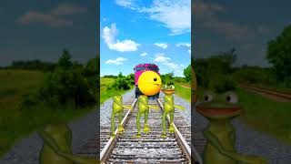 Frog 3 dance versus train frog Vsrain drver Tonareel funnyvideoshort vfXkviratfrog [upl. by Volnak381]