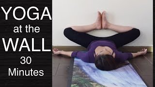 Gentle Yoga at the Wall  Stretches for Lower Back Hamstrings Hips amp Inner Thighs 30 Minutes [upl. by Pierro]