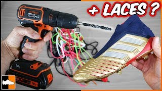 Can you ADD Laces to Football Boots ⚽ Soccer Experiments [upl. by Enaujed]