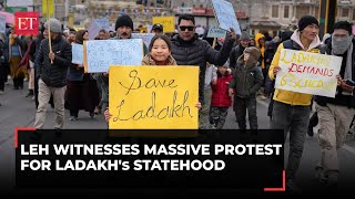 We demand statehood Ladakh shuts down amid protests for statehood protection under 6th schedule [upl. by Niobe289]