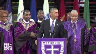 President Obama sings Amazing Grace at Pinckney service [upl. by Dedie920]