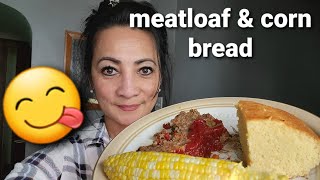 PINAY NURSE SIMPLE COOKING MEATLOAFCORN ON THE COB AND CORN BREAD 🍞 [upl. by Ahsienod189]