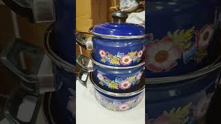 ENAMELWARE DONGA 3PCS SET youtubeshorts BOWL WITH LID [upl. by Kadner]