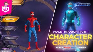 DCUO  Character Creation  SpiderMan Style  Beginner Walkthrough Part 1  iEddy Gaming [upl. by Atilal]