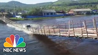 Watch Bridge Collapse Flips Truck Into Flooded Russian River [upl. by Lrad869]